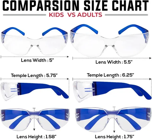Miniatura 4 de BISON LIFE Gafas de seguridad para niños, gafas protectoras para niños a granel, ANSI Z87.1, gafas de seguridad para niños, paquete de gafas