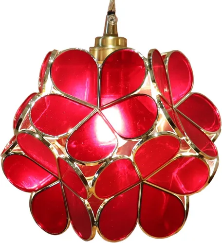 Miniatura 8 de Bieye L10749 - Lámpara colgante de techo de vidrio manchado estilo Tiffany con pantalla de 8 pulgadas de ancho (naranja, 8" flor de cerezo)