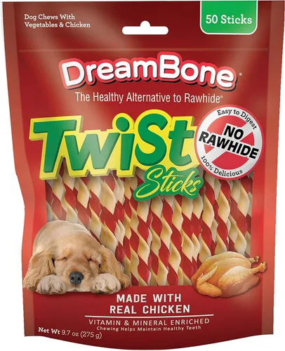 Miniatura 13 de Dreambone Twist Sticks - Masticables para perros sin cuero crudo, hechos con pollo real, 100 unidades (paquete de 1)