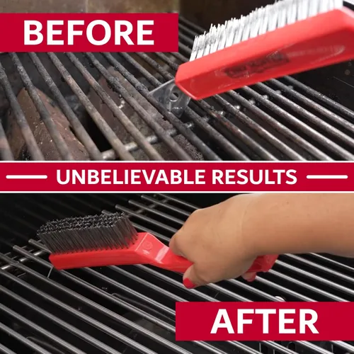 Miniatura 4 de Chef Master Cepillo y raspador para parrilla, cepillo de limpieza de parrilla de mano de plástico resistente, cabezal raspador con cerdas de alambre