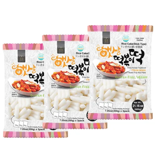 Miniatura 10 de Unha's Asian Snack Box - Pastel de arroz coreano - 1 paquete (3 paquetes individuales) vegano sin OMG sin gluten Tteok Pasta21.16 oz
