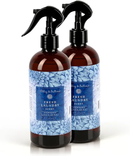 Abbey & Sullivan Spray de lino, aroma fresco para ropa con almizcle floral verde fresco, paquete de 2, 16 onzas