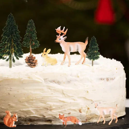 Miniatura 4 de Sratte Juego de 26 figuras de animales del bosque, juguetes de caza, juguetes de caza, suministros de diorama para regalo de regreso a clases