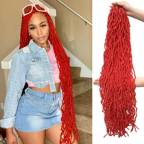Miniatura 32 de 36 pulgadas, 7 paquetes de rastas suaves de ganchillo de cabello entero, no extendidas, largas y largas, trenzas de pelo sintético preenrolladas, 1b