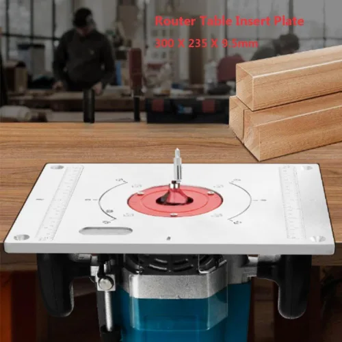 Miniatura 7 de Placa de inserción de mesa de enrutador Placa de aluminio para enrutador de carpintería Placa de montaje de mesa con 2 anillos de 11.811 x 9.252 x