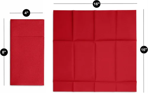 Miniatura 5 de Paquete de 50 servilletas desechables de lino con bolsillo integrado para cubiertos, color rojo brillante, como servilletas de papel para Navidad