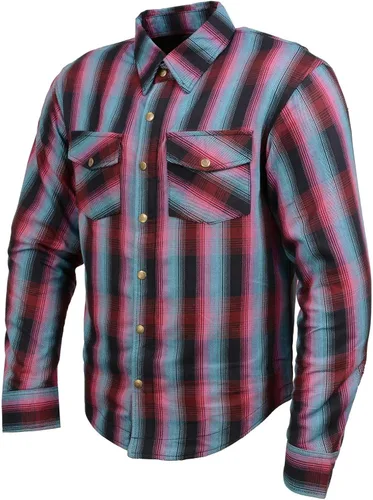 Camisa de motociclista Milwaukee Leather para hombre, de franela a cuadros con fibra de aramida y armadura, Mediana MPM1654