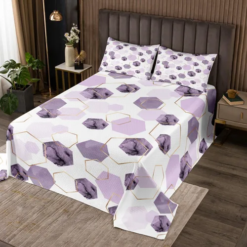 Miniatura 17 de Erosebridal Juego de colcha de mármol negro tamaño Queen con lentejuelas metálicas doradas, juego de colcha de mármol gris oscuro, juego de ropa