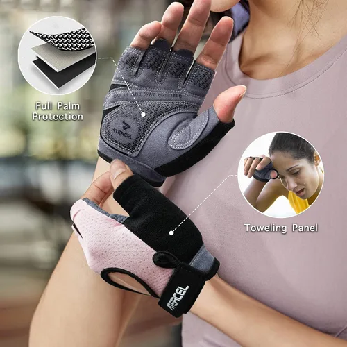 Miniatura 2 de ATERCEL Guantes de levantamiento de pesas, protección completa de la palma de la mano, guantes de entrenamiento para gimnasio, ciclismo, ejercicio