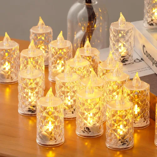 Miniatura 5 de Paquete de 12 velas de té que funcionan con pilas, parpadeo realista y más de 200 horas de tiempo de funcionamiento, para centros de mesa, bodas