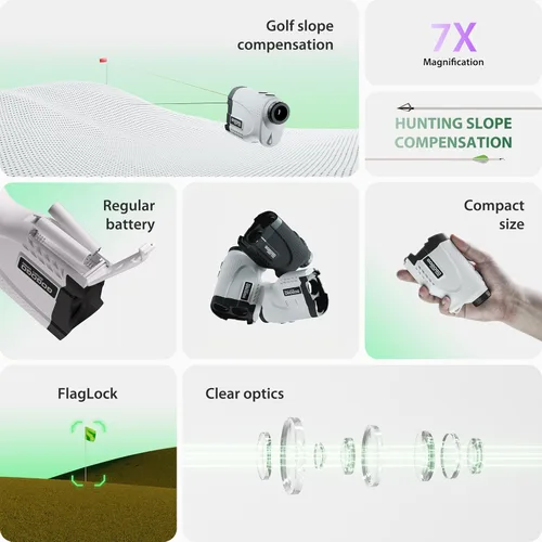 Miniatura 2 de Gogogo Sport Vpro GS24 - Telémetro láser para golf y caza, con aumento de 7X, rango de medición de distancia de 1200 yardas, función de vibración