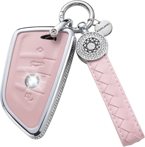 Miniatura 17 de Funda para Llave Honda con Llavero, Carcasa Protectora de Cuero Genuino Rosa con Cristales Compatible con Honda Accord Civic CRV Pilot Odyssey 2022