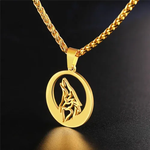 Miniatura 3 de U7 Collares punk camaleónáguiladragónhalcónlobo para hombres y mujeres, colgante de animal de acero inoxidable negro retro, regalo de joyería