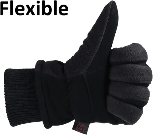 Miniatura 5 de OZERO Winter Gloves Deerskin Suede Leather and Insulated Polar Fleece Water Resistant Thermal Gifts for Men and Women