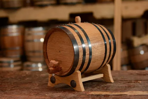 Miniatura 3 de Personalizado – Barril de envejecimiento de bourbon de roble blanco americano – roble envejecido (2 litros, aros negros)