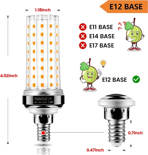 Miniatura 2 de FanNicoo Bombillas LED E12, bombillas de maíz LED de 20 W, equivalen a 150 W, 2500 lúmenes, 3000K luz blanca cálida, bombillas LED de candelabro