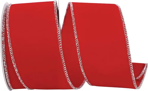 Miniatura 31 de Cinta Reliant Ribbon 92270W-957-40K Value Velvet con borde de alambre, 2-1/2 pulgadas x 50 yardas, escarlata/oro
