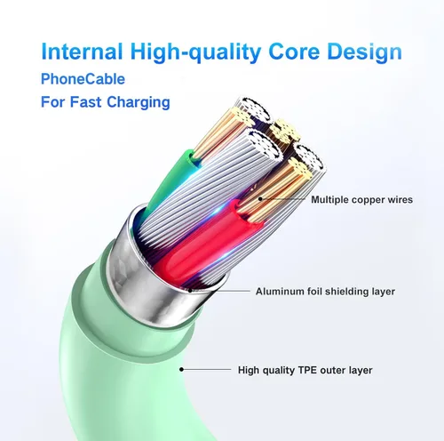 Miniatura 5 de Dayaoncy Paquete de 3 cables verdes de 3 metros USB C a Lightning de carga rápida compatible con iPhone 14/13/12/12 Pro Max/11 Verde
