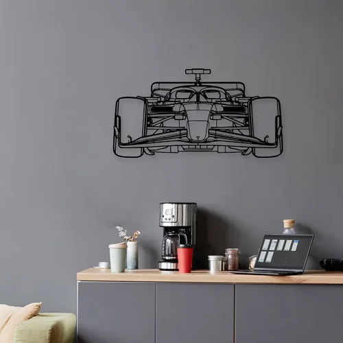 Miniatura 5 de Xedatric F1 Coche de Carreras de Metal Arte de Pared Fórmula 1 Silueta Colgante de Pared Decoración de Coche de Carreras para Garaje, Habitación