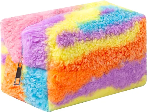 Miniatura 8 de Bolsa de Maquillaje a Cuadros de Felpa Bolsa de Cosméticos Estética a Cuadros Bolsos de Mano Lindos con Cremallera Bolsa de Viaje para Artículos