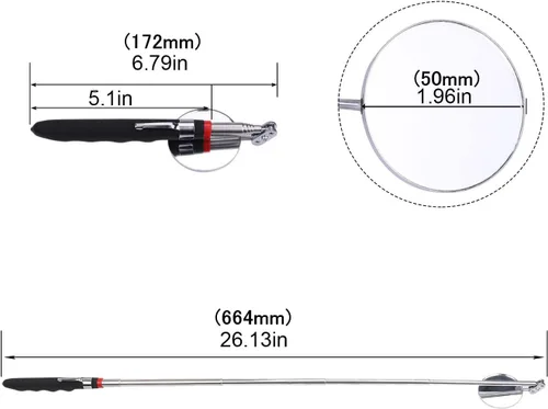 Miniatura 3 de Espejo de inspección telescópico redondo de 20 libras, imán telescópico de 3.346 in/1.969 in, herramienta de inspección para comprobar el vehículo