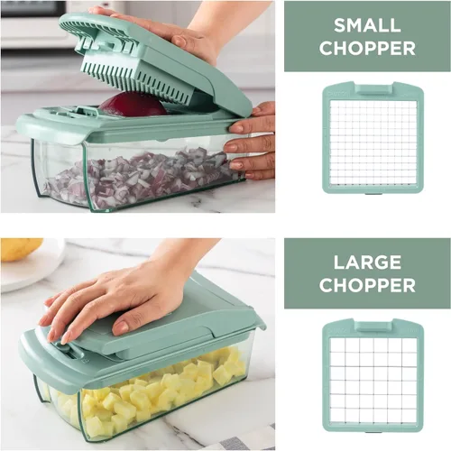 Miniatura 3 de ook with Color - Picador multifuncional de verduras 11 en 1 con recipiente, picador de alimentos para picar, picar, rebanar, juliana y espiralizar