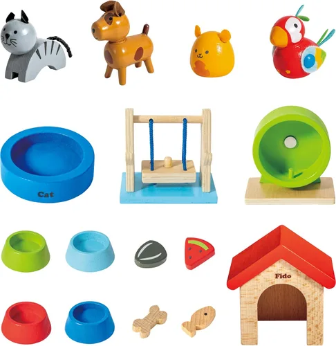 Miniatura 2 de Hape Juego de animales de madera para casa de muñecas de mascotas y familias 2