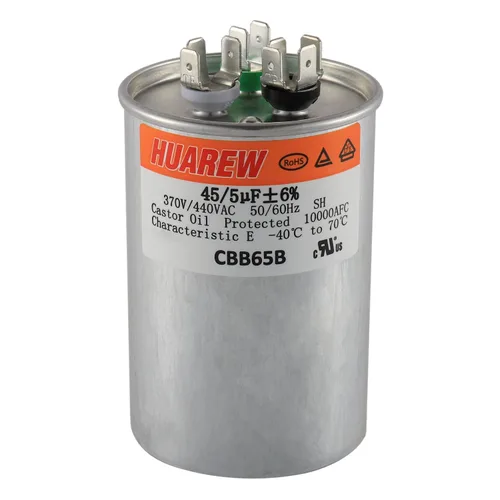 Miniatura 11 de 40/5 uF 40+5 MFD ±6% 370V/440V CBB65B Condensador de CA de Doble Funcionamiento Redondo de Reemplazo 40 5 uF MFD 370 440 Voltios VCA para Arranque