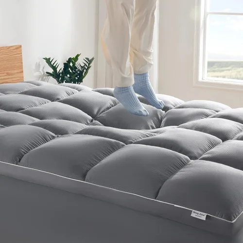 Miniatura 8 de SLEEP ZONE Protector de colchón de algodón de tamaño individual, lavable a máquina, cubrecolchón de algodón suave refrescante que se adapta a