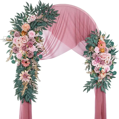 Miniatura 32 de Lisuun Flores de arco de boda, flores artificiales para decoración, guirnalda de flores grandes para estilos bohemios, decoración floral