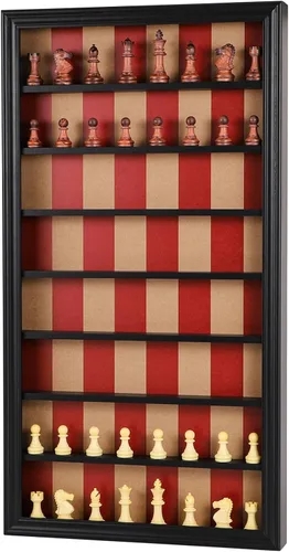 Juego de mesa de ajedrez de montaje en pared, juego de ajedrez gigante de madera, vitrina colgante vertical, juego familiar, decoración artística