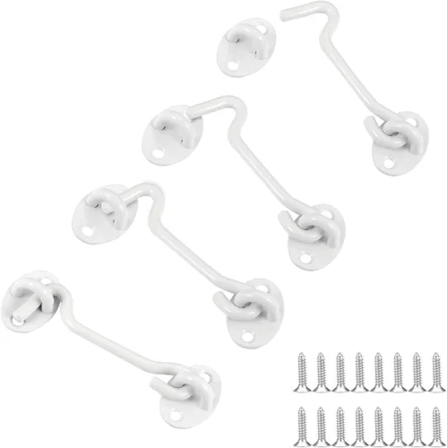 Paquete de 4 ganchos blancos de privacidad de 4 pulgadas y pestillo para cerraduras de puerta de acero inoxidable sólido resistente para puertas de