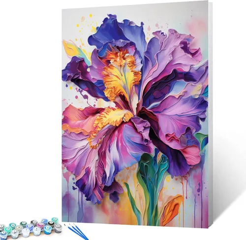 Miniatura 24 de Pintura al óleo DIY pintar por números para adultos principiante flores amarillas pintura por números antiestrés pintura digital al óleo, pintura