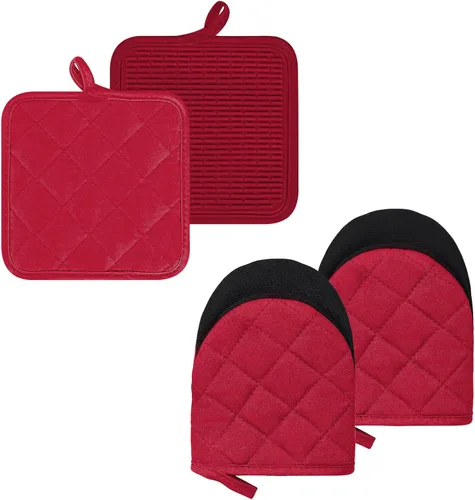 Miniatura 26 de 1 par de manoplas cortas para horno, guantes de silicona resistentes al calor para cocina, mini guantes de horno para 500 grados, superficies