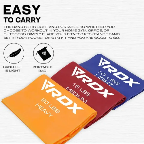 Miniatura 4 de RDX Bandas de resistencia TPE 3 niveles 1.5M de largo, certificado REACH RoHS CPSIA, bucle elástico grueso y agradable a la piel, yoga, gimnasio