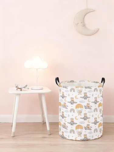 Miniatura 5 de Cesta de lavandería para niños, cesta de lavandería de animales, cestas de almacenamiento plegables para decoración del hogar, oficina, organizador