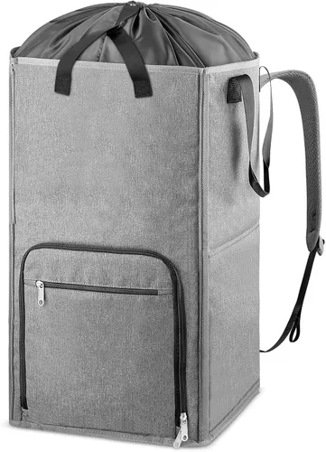 Miniatura 8 de Bukere - Mochila para lavandería, extra grande, 2 en 1, cesta de lavandería para estudiantes universitarios, artículos esenciales para el Negro