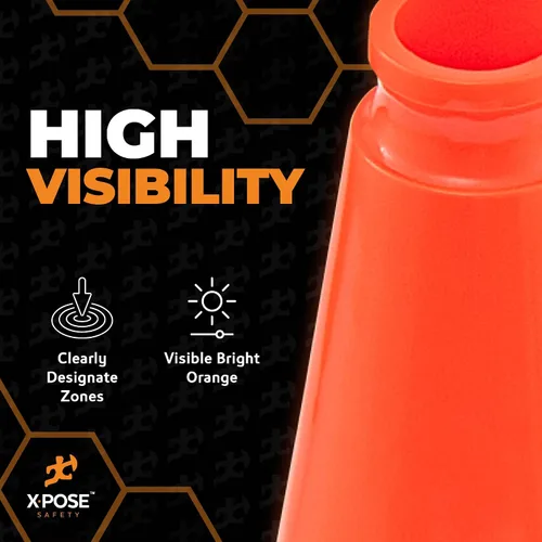 Miniatura 6 de Xpose Safety Conos de tráfico naranjas de 12 pulgadas, paquete de 4 conos de seguridad de plástico PVC multiusos para estacionamiento, fútbol