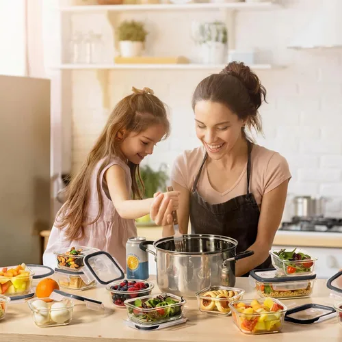 Miniatura 2 de Razab 24 recipientes herméticos de vidrio para almacenamiento de alimentos, recipientes de vidrio para preparación de comidas, aptos para congelador