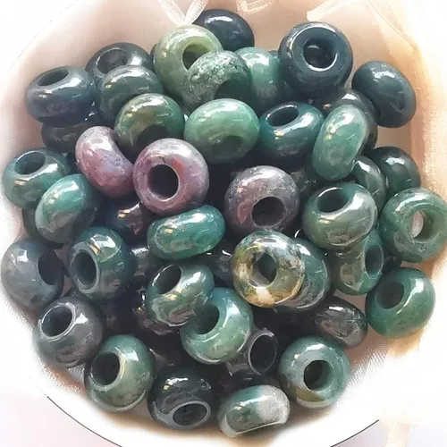 Miniatura 6 de 15 cuentas de cristal y piedras curativas de aventurina verde natural con agujeros grandes y piedras curativas, bricolaje de 0.236 pulgadas