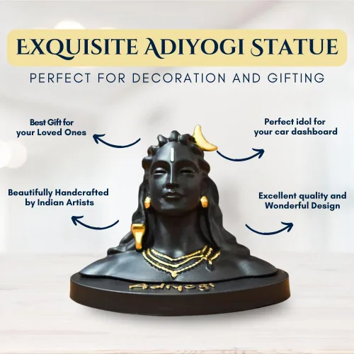 Miniatura 4 de HOME ARCHIVE Estatua de Lord Adiyogi con detalles dorados para tablero de instrumentos del automóvil, decoración de la oficina en el hogar, resina