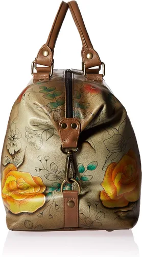 Miniatura 3 de Anna by Anuschka Bolso grande de viaje de cuero genuino pintado a mano para mujer, asa de doble cuerda, correa ajustable