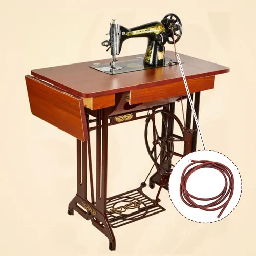 Miniatura 3 de Cinturón para máquina de coser, cinturón de cuero de 6 pies para máquina de coser Singer Treadle, cinturón de cuero, piezas antiguas + gancho