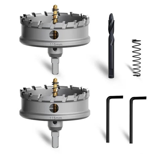 Miniatura 22 de Sierra de Agujero de Metal de 1" (26mm) Juego de 2 Piezas de Servicio Pesado con Punta de Carburo de Tungsteno Juego de Cortadores de Agujeros