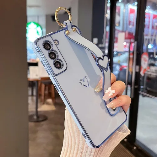 Miniatura 21 de ZTOFERA Funda diseñada para Samsung Galaxy S20 FE 5G, borde chapado de lujo, patrón de corazones de amor con pulsera y función atril, protección