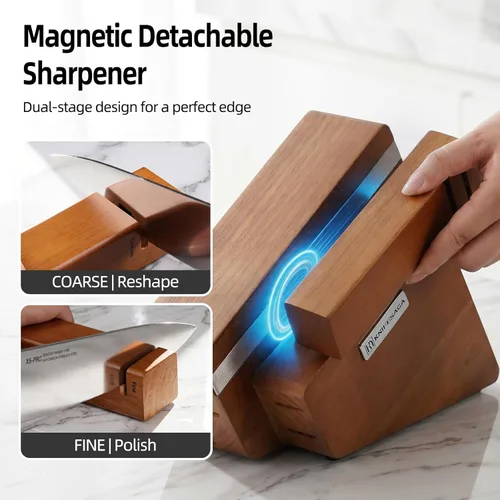 Miniatura 5 de KnifeSaga Juego de bloque de cuchillos de cocina, 12 piezas con afilador Juego de cuchillos de acero inoxidable de alto carbono japonés