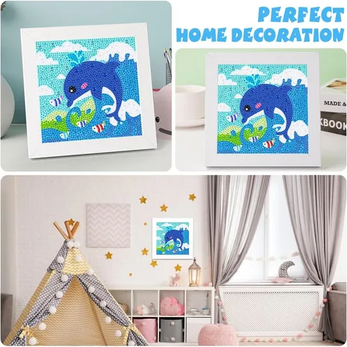 Miniatura 4 de QEUOYSS Kit de arte de diamantes para niños con marco de madera y manualidades para niños de 6 a 8 a 10 a 12 años, arte de diamantes fácil de hacer
