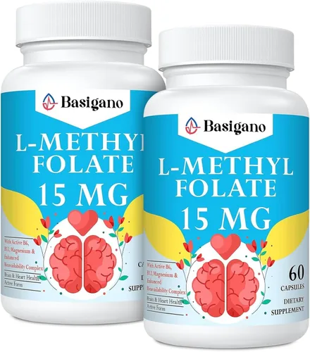 Miniatura 7 de 15 mg L de metilfolato (5-MTHF)- Acido fólico activo enriquecido con vitaminas B6 y B12-60 cápsulas vegetarianas - Sin OMG, sin gluten