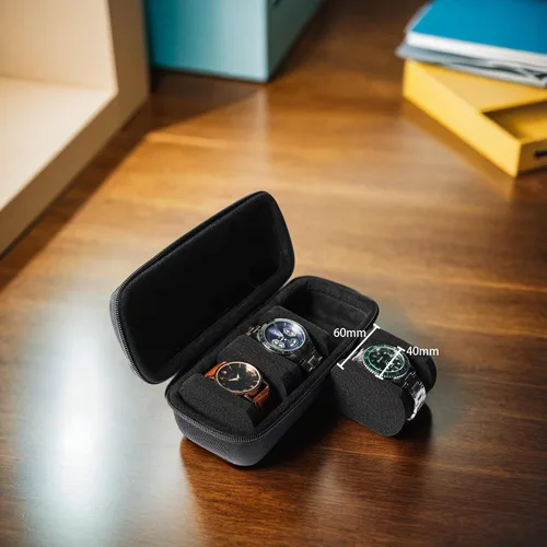 Miniatura 3 de Funda de viaje rígida de 3 ranuras para reloj, caja de almacenamiento y organizador para hombres y mujeres, con almohada de reloj antimovimiento