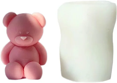 Miniatura 8 de Paquete de 2 moldes para velas de osos sentados, lindos moldes de silicona de oso para resina de cera, velas de animales, moldes de jabón hechos a